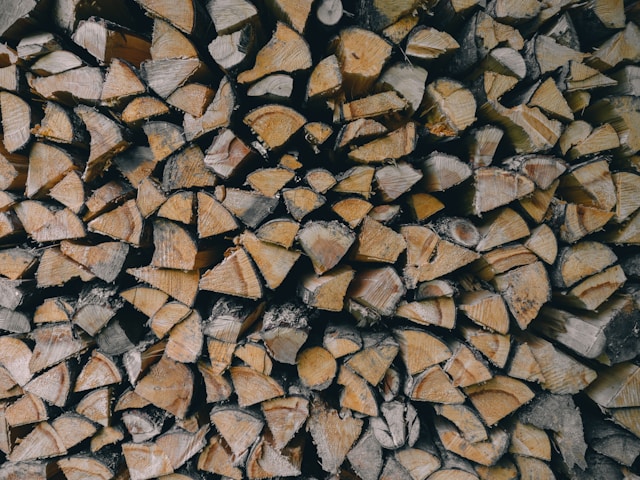 Kiln dried logs stack